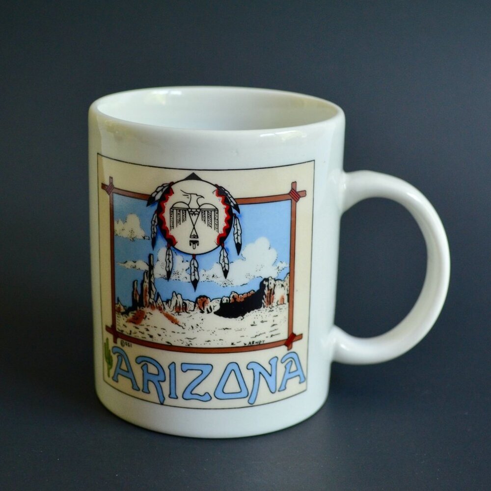 Arizona Coffee Mug Vintage Cactus Dreamcatcher Eagle